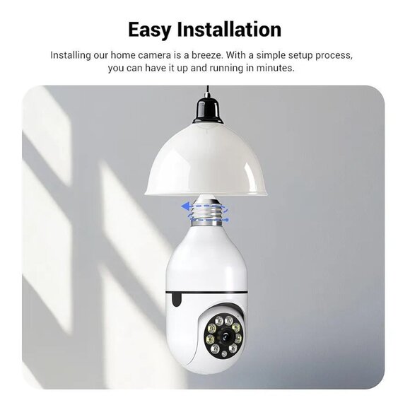 Light Bulb Security Camera 5GHz 1080P Wireless Outdoor Indoor 360° Night Vision - Picture 10 of 12